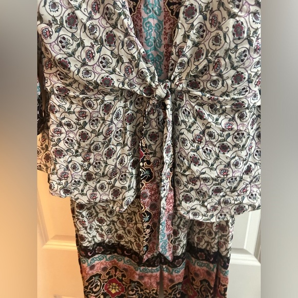 Hale Bob 3 piece outfit set pants tank top and 3/4 sleeve blouse size large - Picture 2 of 13